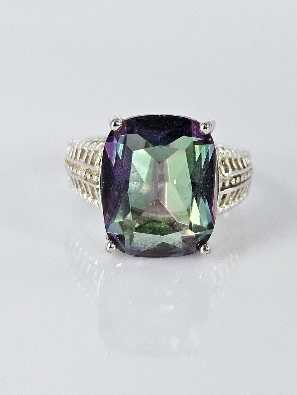 Natural Mystic Topaz Sterling Silver Ring Size 6!
